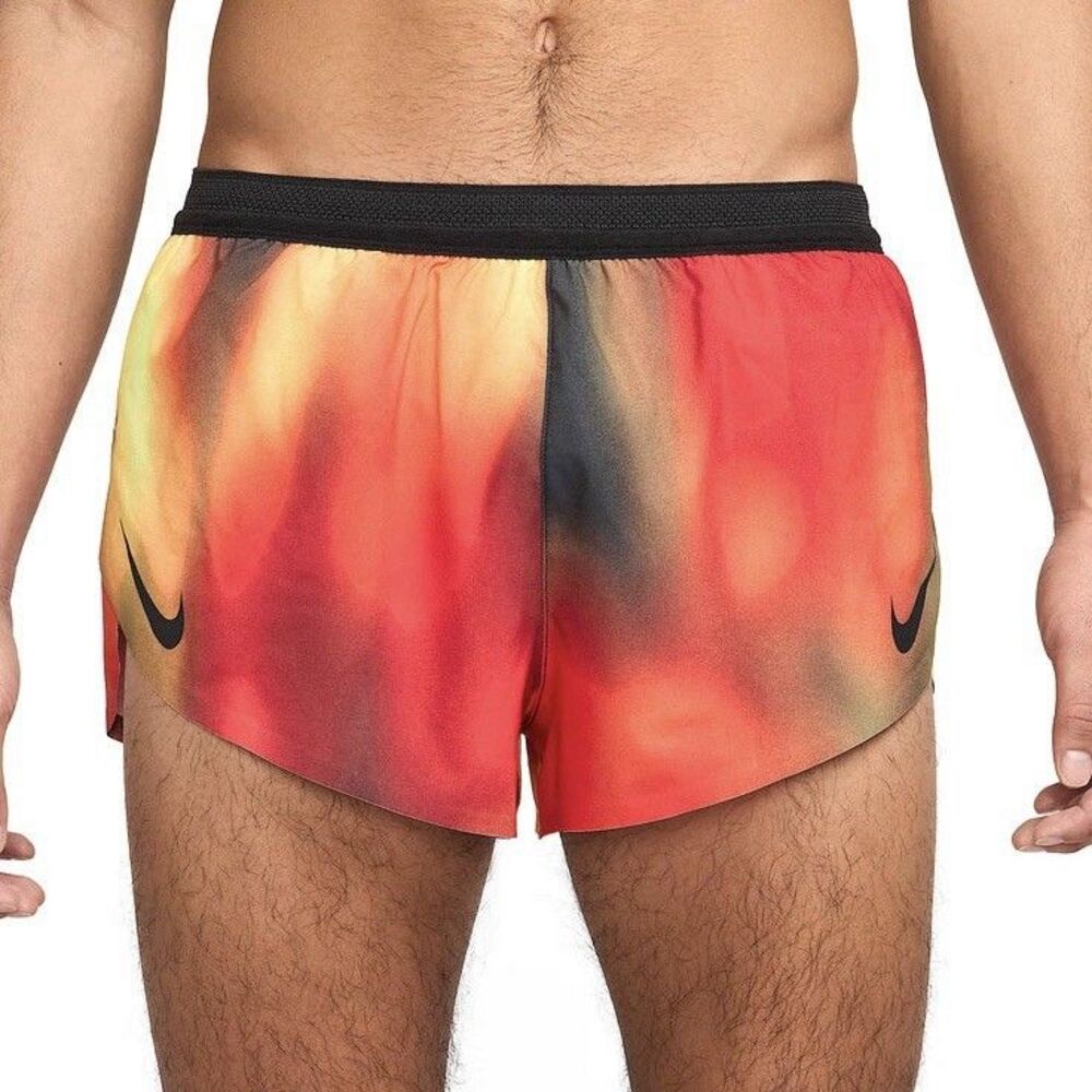 Nike Dri-FIT ADV Size M-L AeroSwift Elite Entry 2" Crimson Black Running Short